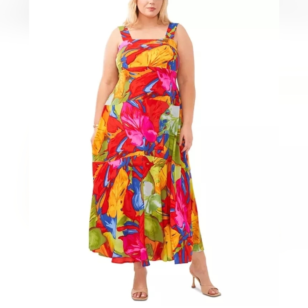 Vince Camuto Red and Blue Maxi Dress..SIZE:2X